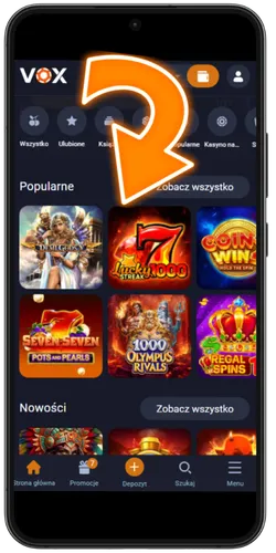 Vox Casino Wybór gry kasynowej